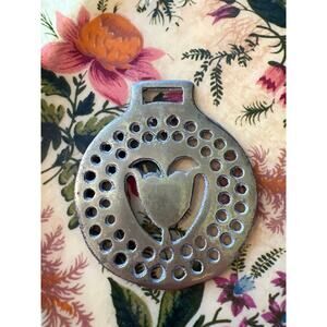 Brass Medallion; Heart and Dot Design